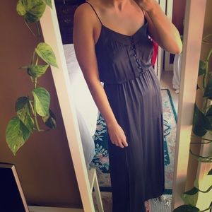 Charcoal Grey Silk Maxi Dress